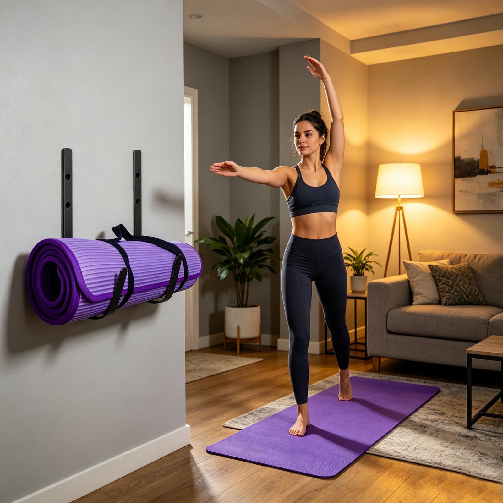 Pilates Yoga Garage - Support mural pour tapis de yoga,