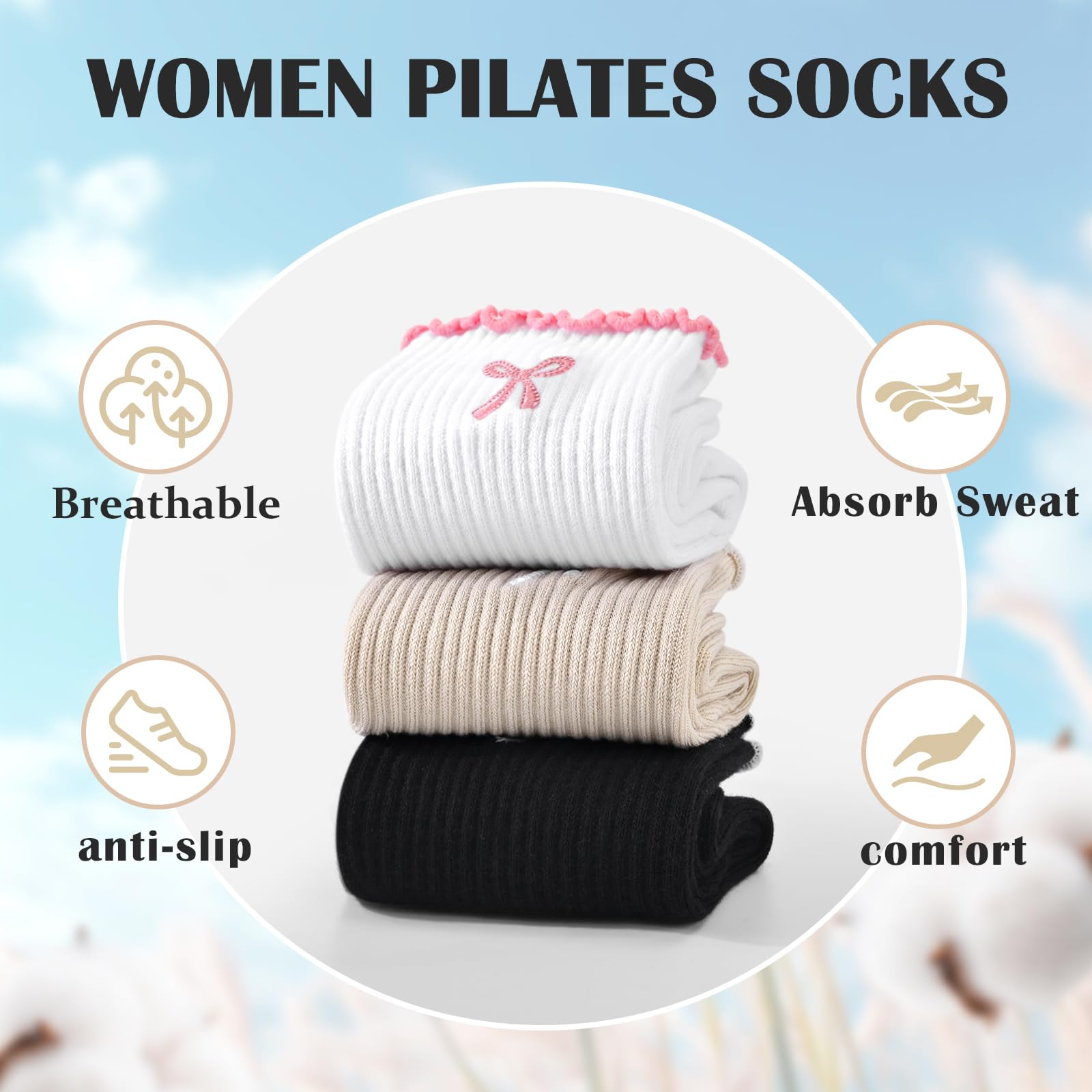 3 paires de chaussettes de Pil - Medias Para Pilates Y Yoga avis et prix